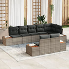 Garden lounge set with cushion 8 pcs Grey Poly rattan