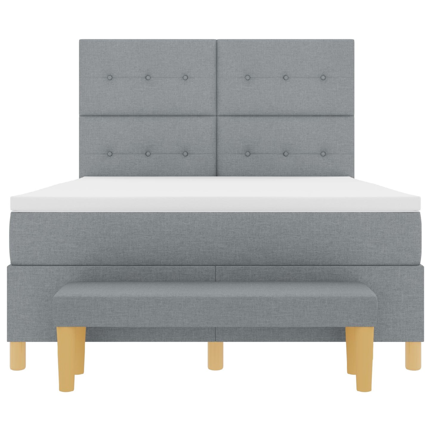 Boxspringbed Met Matras & Bank Stof Lichtgrijs 160 x 200 cm Knoopgestikt
