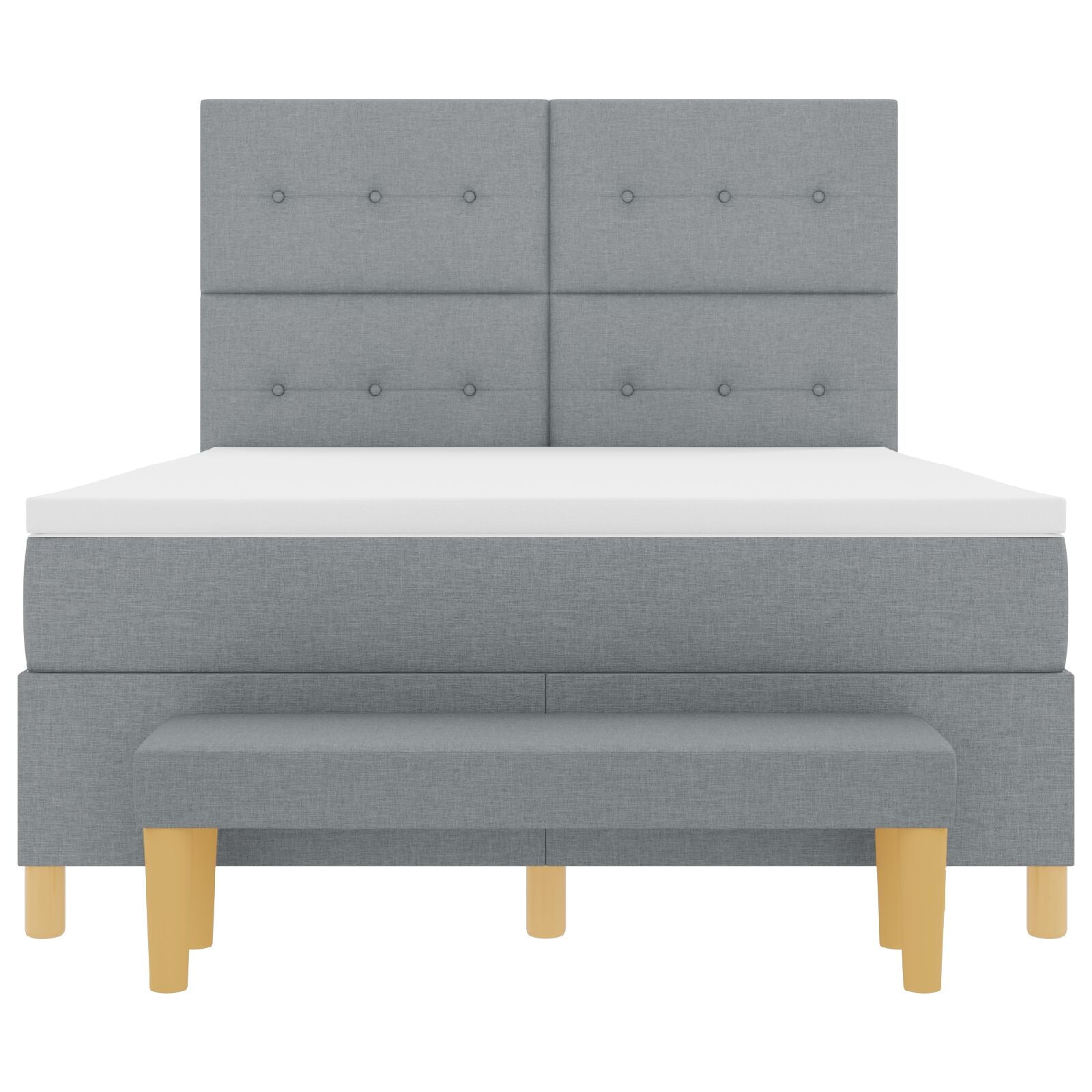 Boxspringbed Met Matras & Bank Stof Lichtgrijs 160 x 200 cm Knoopgestikt