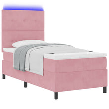 Boxspringbed Met Matras & Led Roze 100X200 Cm Fluweel Blauw