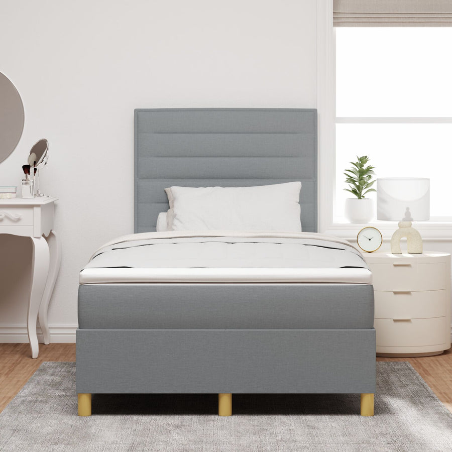 Boxspring Bed Met Matras Lichtgrijs 120X200 Cm Stof Blauw
