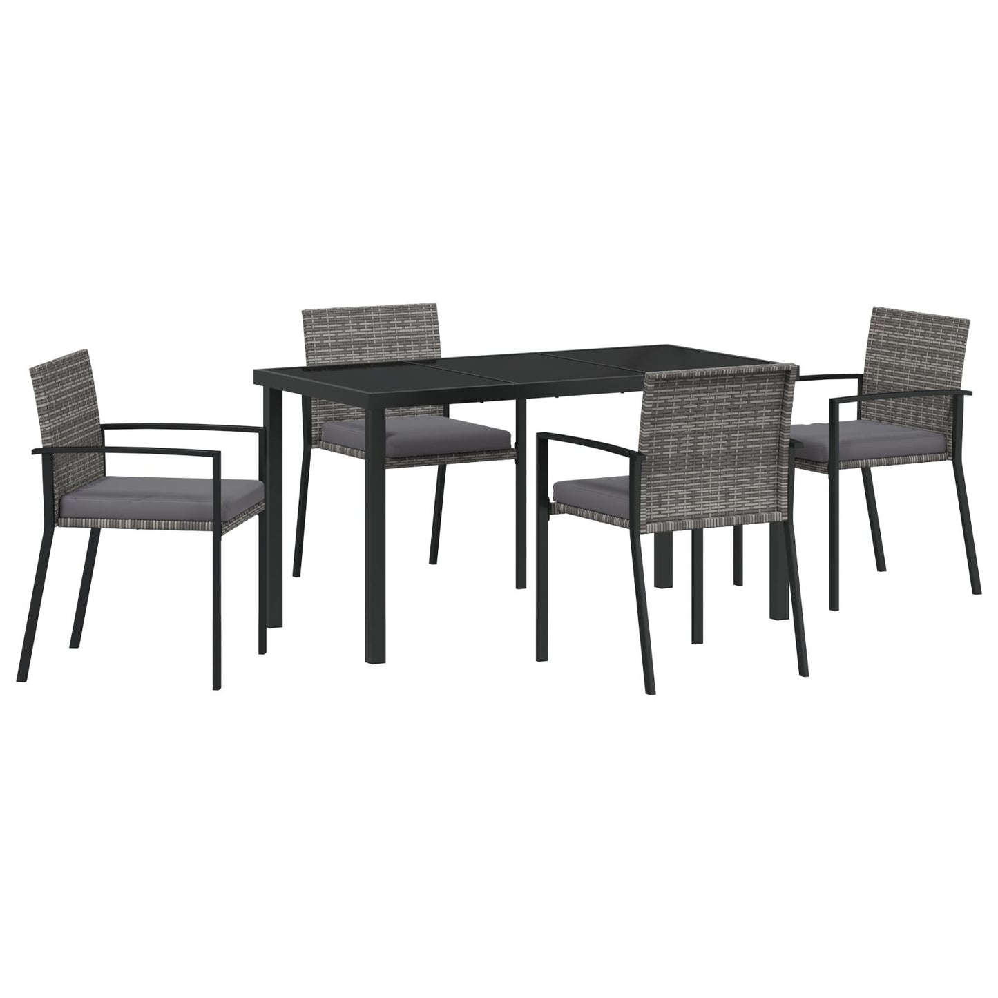 5-Delige Tuin Eetset Grijs Poly Rattan