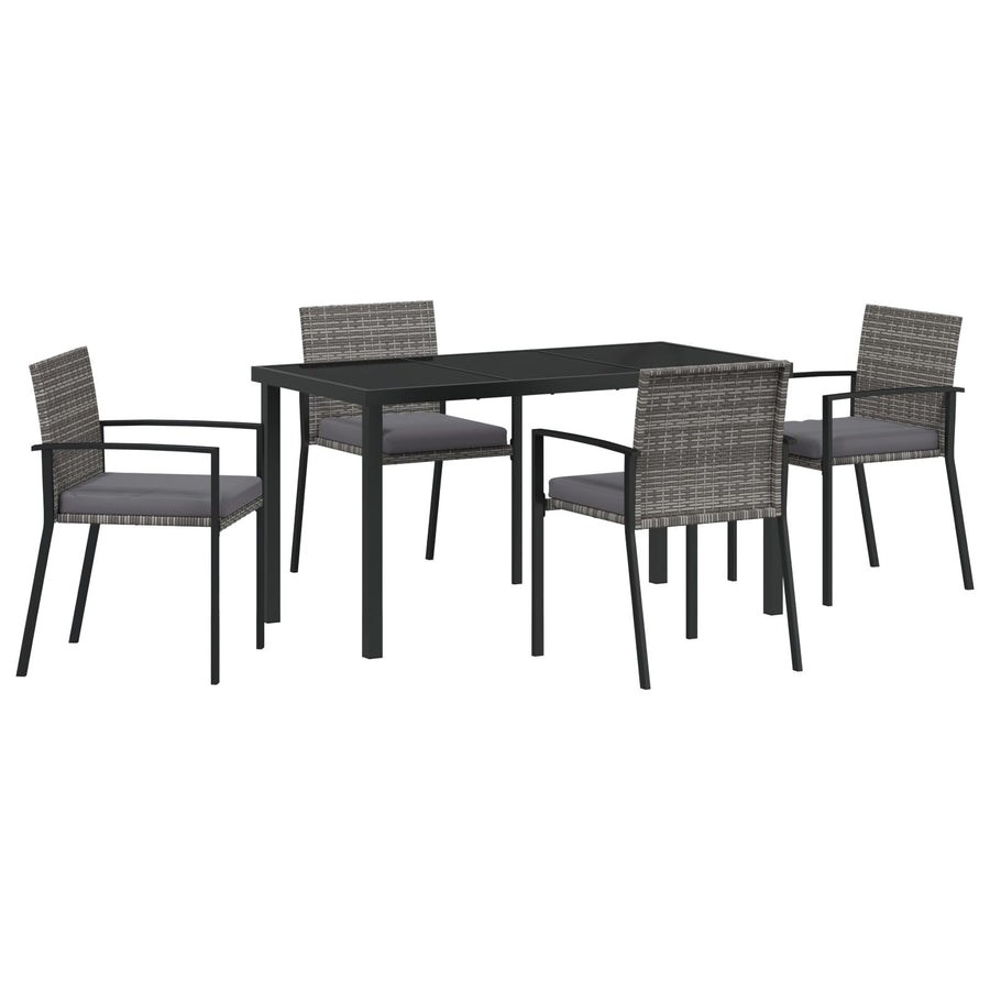 5-Delige Tuin Eetset Grijs Poly Rattan