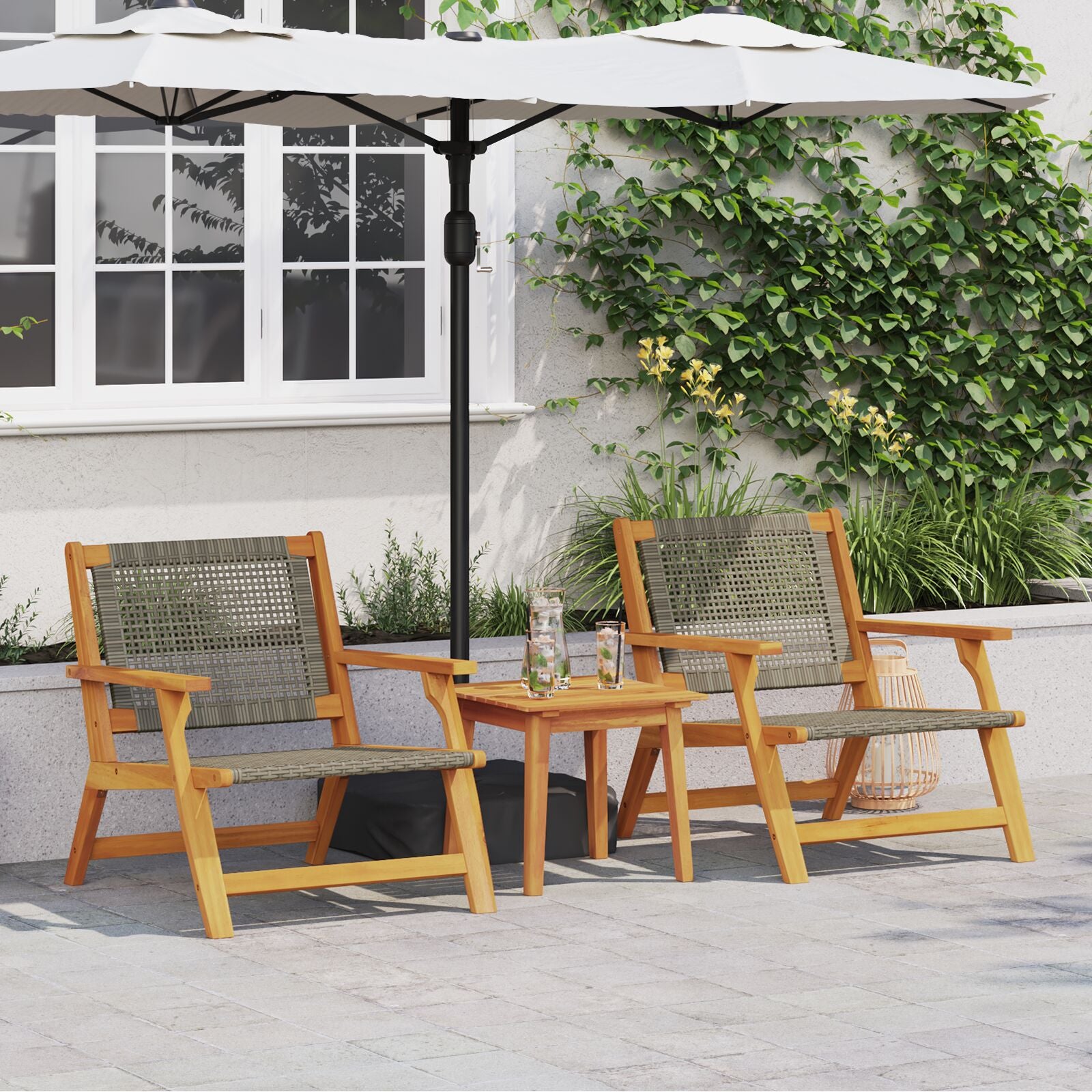Tuinstoelen 2 Stuks 76X67X73.5 Cm Massief Acacia Grijs 2x stoel