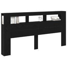 Opslage Headboard Met Led Verlichting Zwart Eiken 200X18,5X103,5 Cm