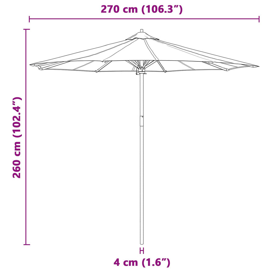 Tuinparasol 270X260 Cm Bamboe 270 x 270 x 260 cm Donkergrijs