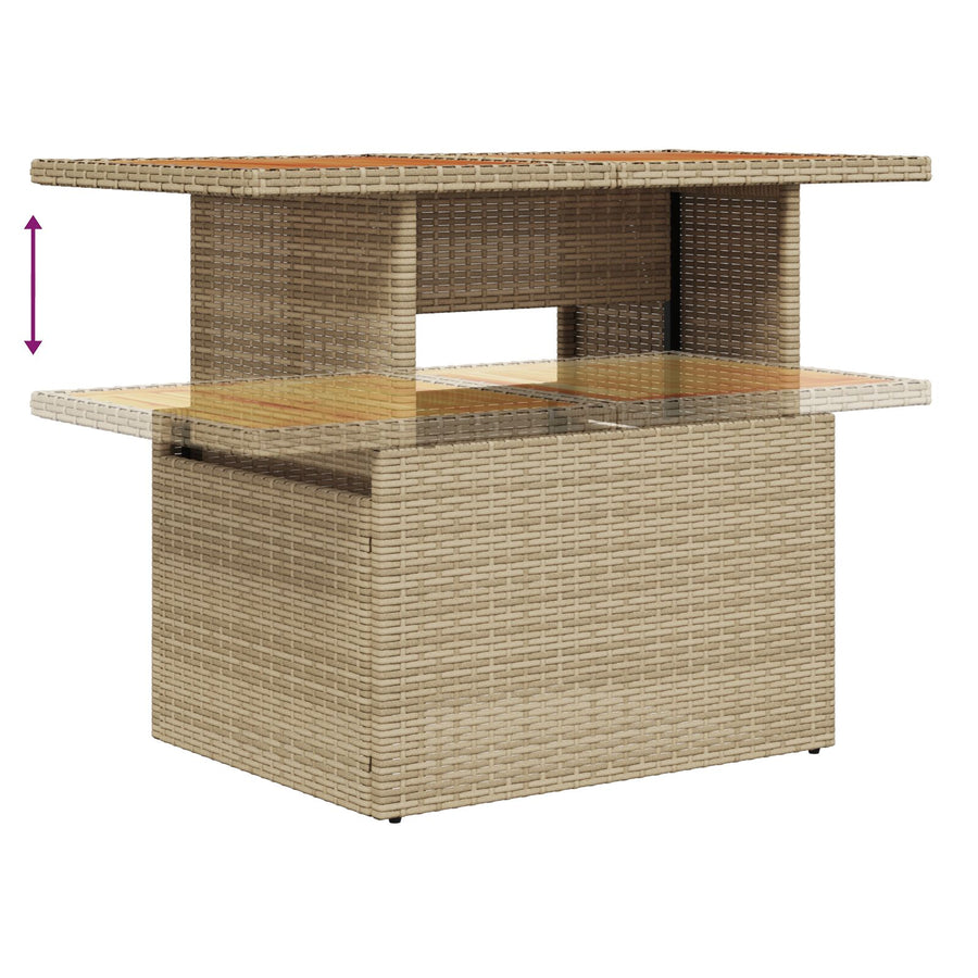 Tuinstoelenset Set Van 7 Beige Rattan Tuinstoelenset