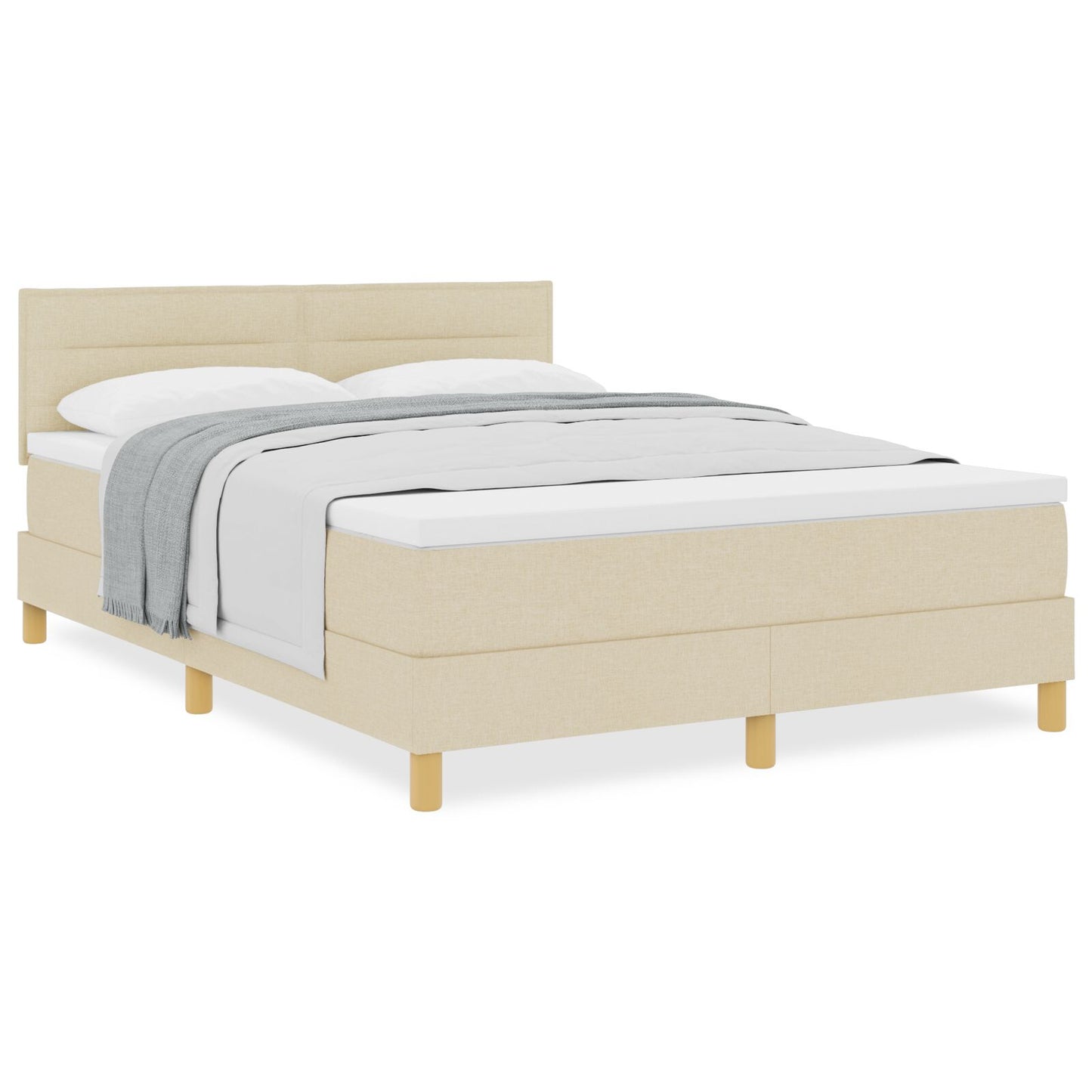 Boxspringbed Met Matras Stof Crème 140 x 190 cm Lijnen ontwerp