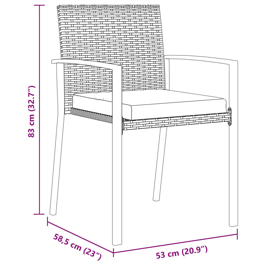 5-Delige Tuin Eetset Grijs Poly Rattan