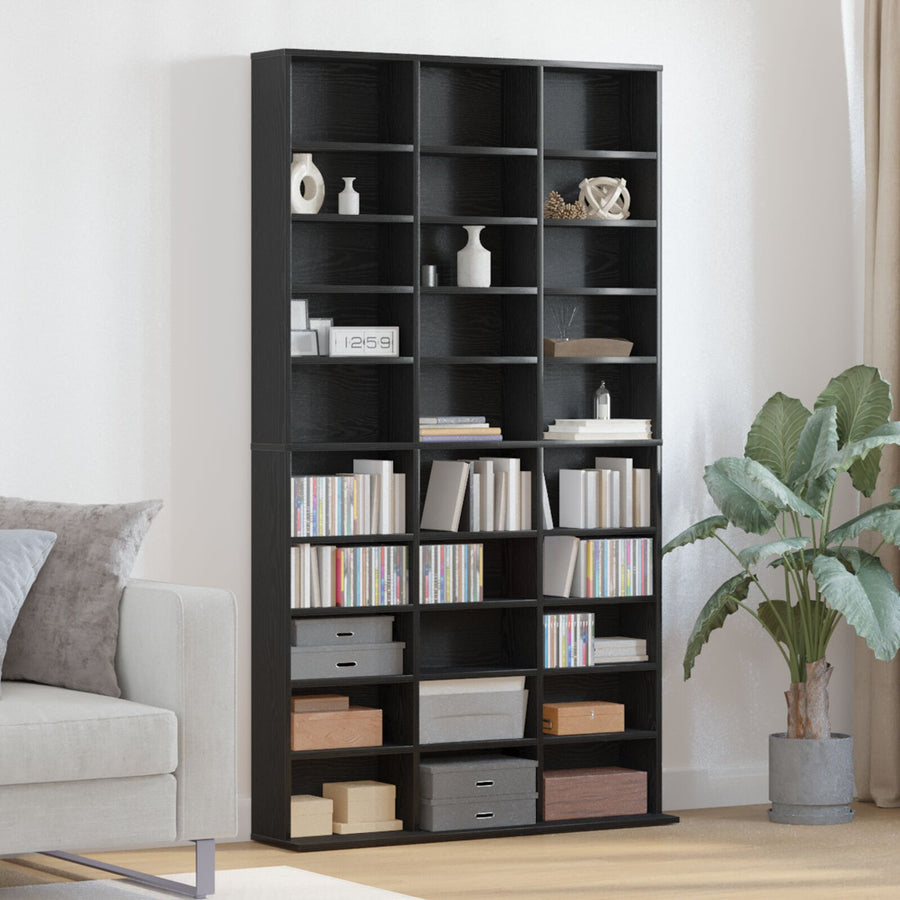 Cd-Kast Zwart Eiken 101X23X177,5 Cm Gelaagd Hout
