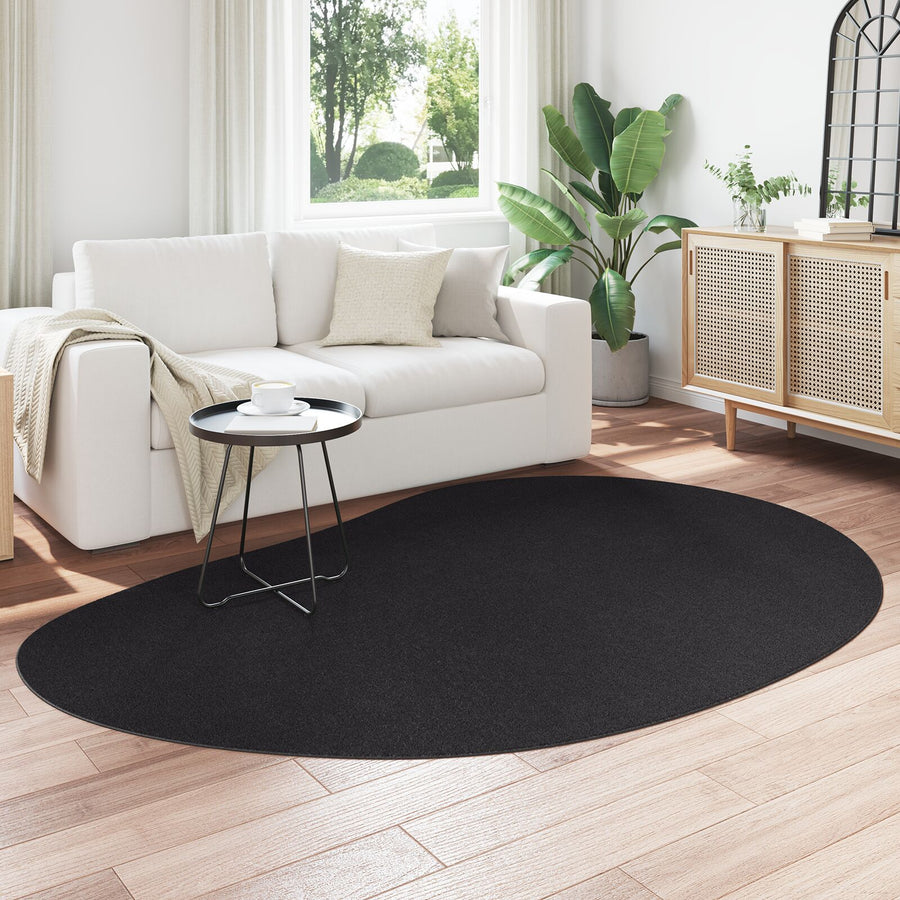 Vloerkleden Wol Decoratieve Details Zwart 160 x 230 cm OVAL-REGENDROP