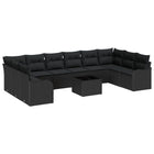 Loungeset polyrattan 6 personen zwart