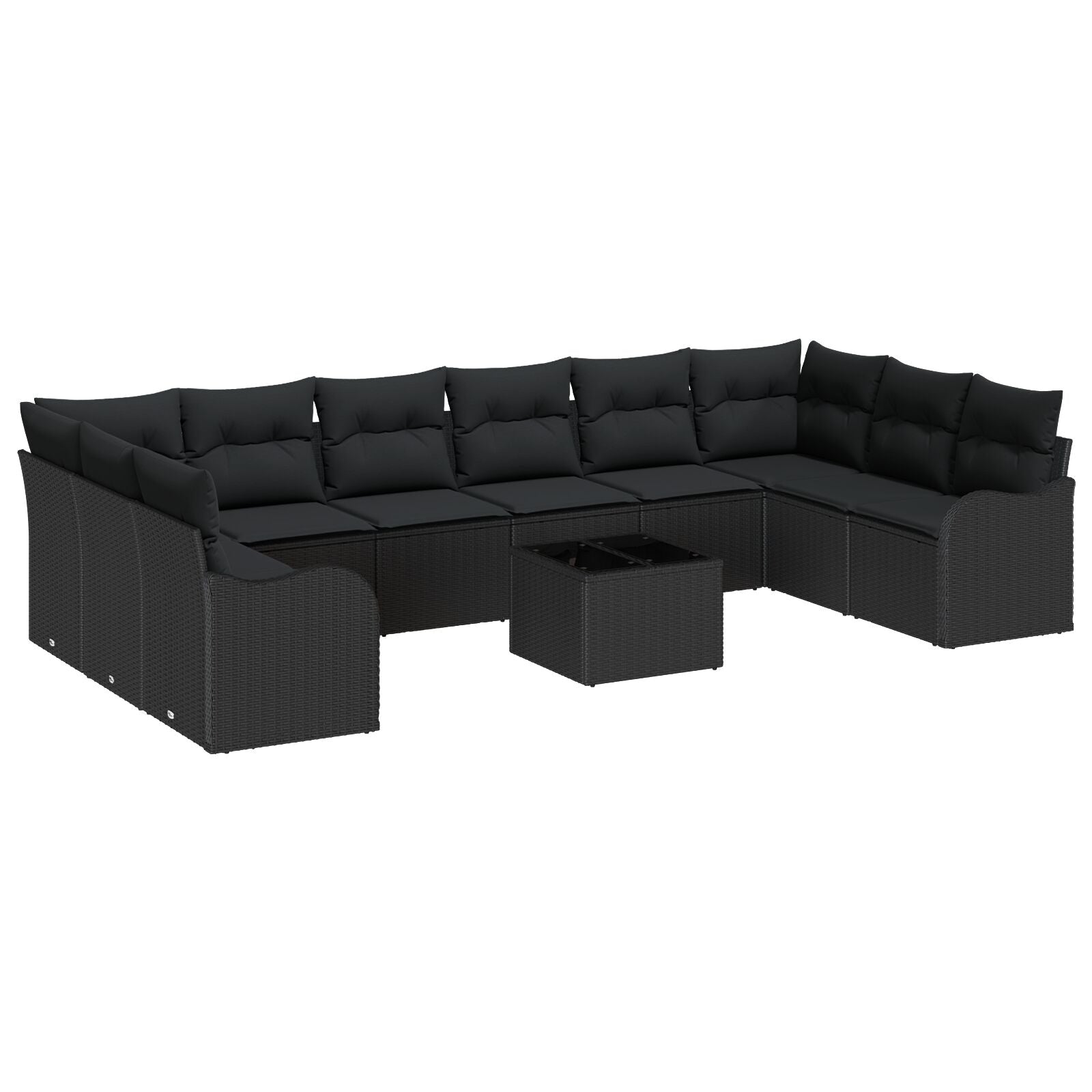 11-delige Tuin Sofa Set met Kussens Beige Poly Rieten, vidaXL 2-zits Tuin Sofa met Kussens Zwart Poly Rieten