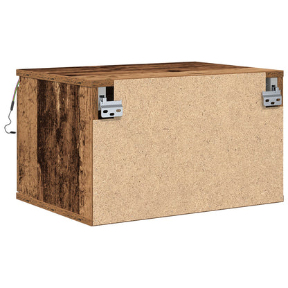 Nachtkastje Met Led Wandmontage 50X36X30 Cm 1 Oude hout