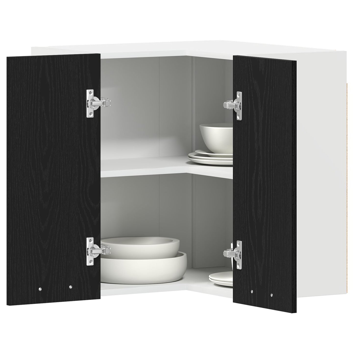 Hangende Hoekkast - Zwart Eiken - 57X57X60 Cm - Gemaakt Van Bewerkt Hout