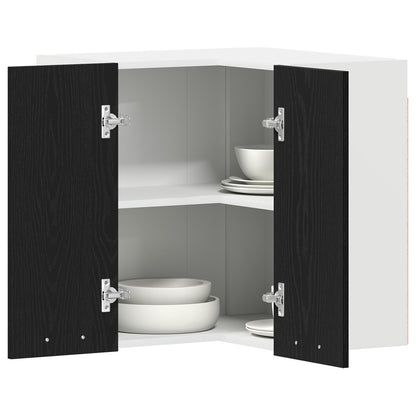 Hangende Hoekkast - Zwart Eiken - 57X57X60 Cm - Gemaakt Van Bewerkt Hout