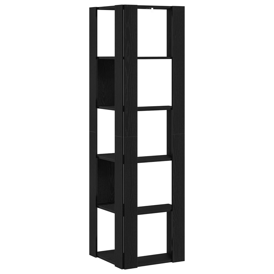 Hoekboekenkast 5-Tier Zwarte Eik 50X50X179 Cm Bewerkt Hout Zwarte eiken