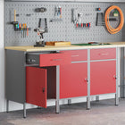 Werkkast 150x55x85 cm rood grijs staal