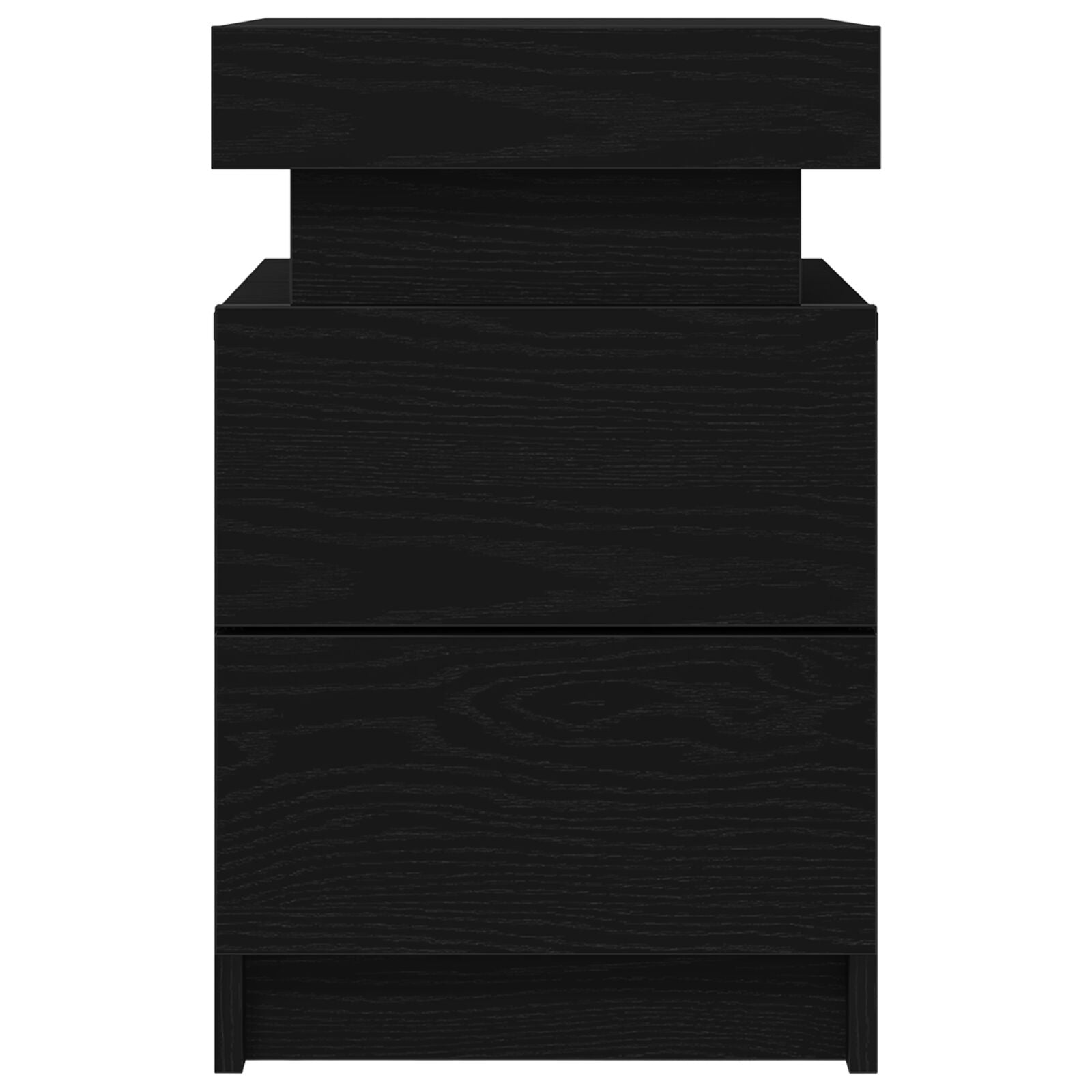 Nachtkastje Met Led-Verlichting 2 Stuks Zwart Eiken 35X39X55 Cm