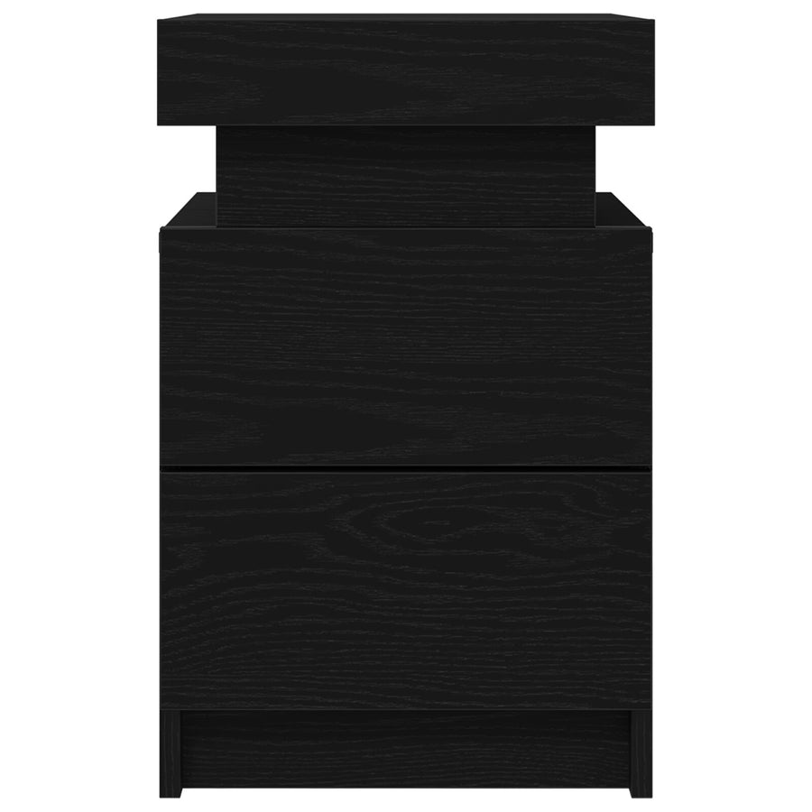 Nachtkastje Met Led-Verlichting 2 Stuks Zwart Eiken 35X39X55 Cm