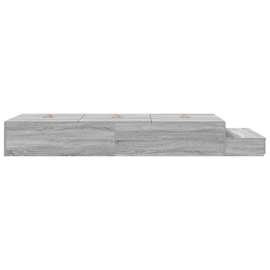 Opbergbedframe Grijs Sonoma Bewerkt Hout 236,5 X 90 X 31,5 Cm Artisanaal Eiken