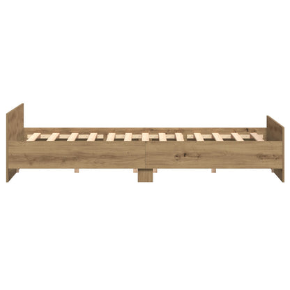 Bedframe Artisan Eiken 200X200 Cm Bewerkt Hout