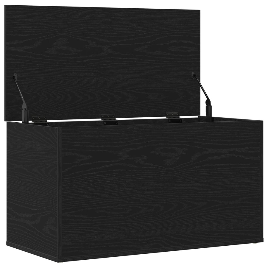 Opbergkist Zwart Eiken 84X42X46 Cm Bewerkt Hout