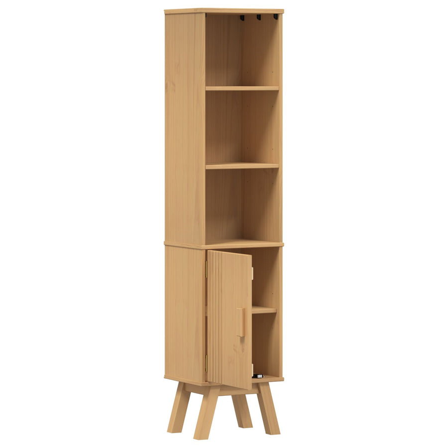 Badkamerkast Bruin 35X30X159 Cm Massief Grenenhout Geel