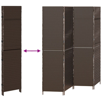 Kamerscherm Vouwbaar 195X Poly Rattan 180 cm Bruin 4 panelen