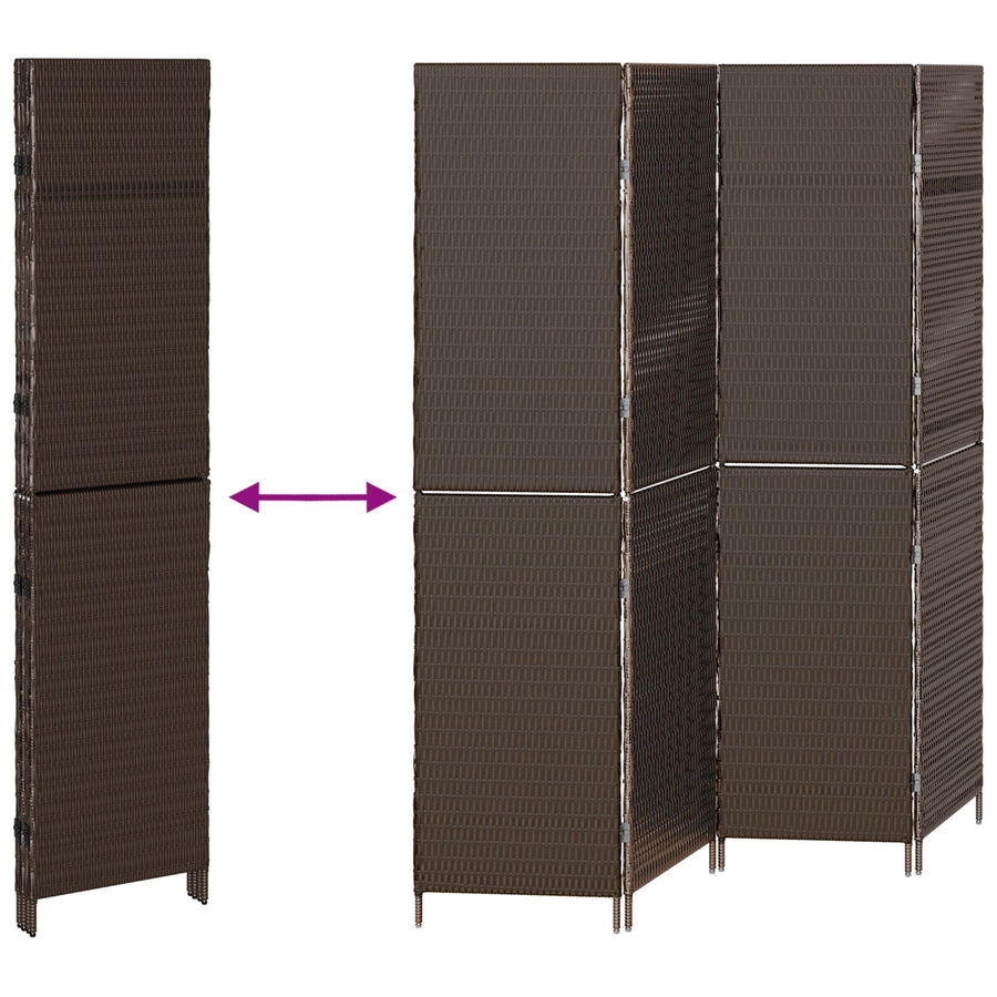 Kamerscherm Vouwbaar 195X Poly Rattan 180 cm Bruin 4 panelen