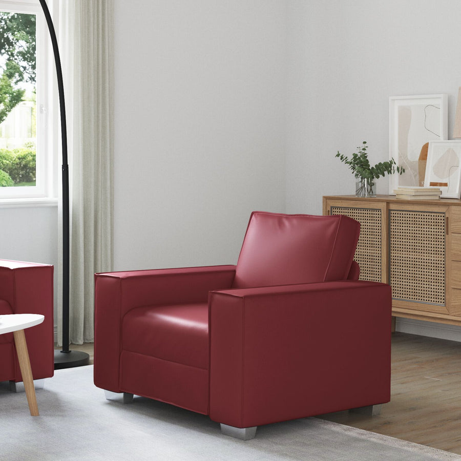 Fauteuil Faux Leer Wijnrood 59 cm