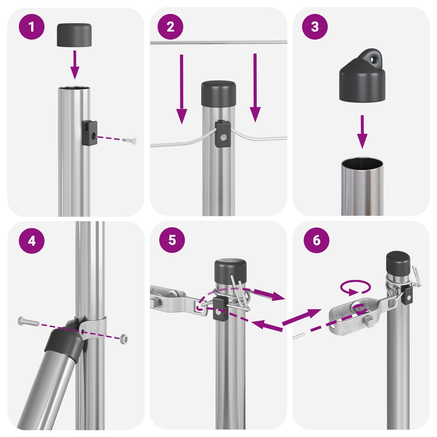 Hekpalen 52 Stuks Ø32 Mm Gegalvaniseerd Staal 80 cm 52x paal