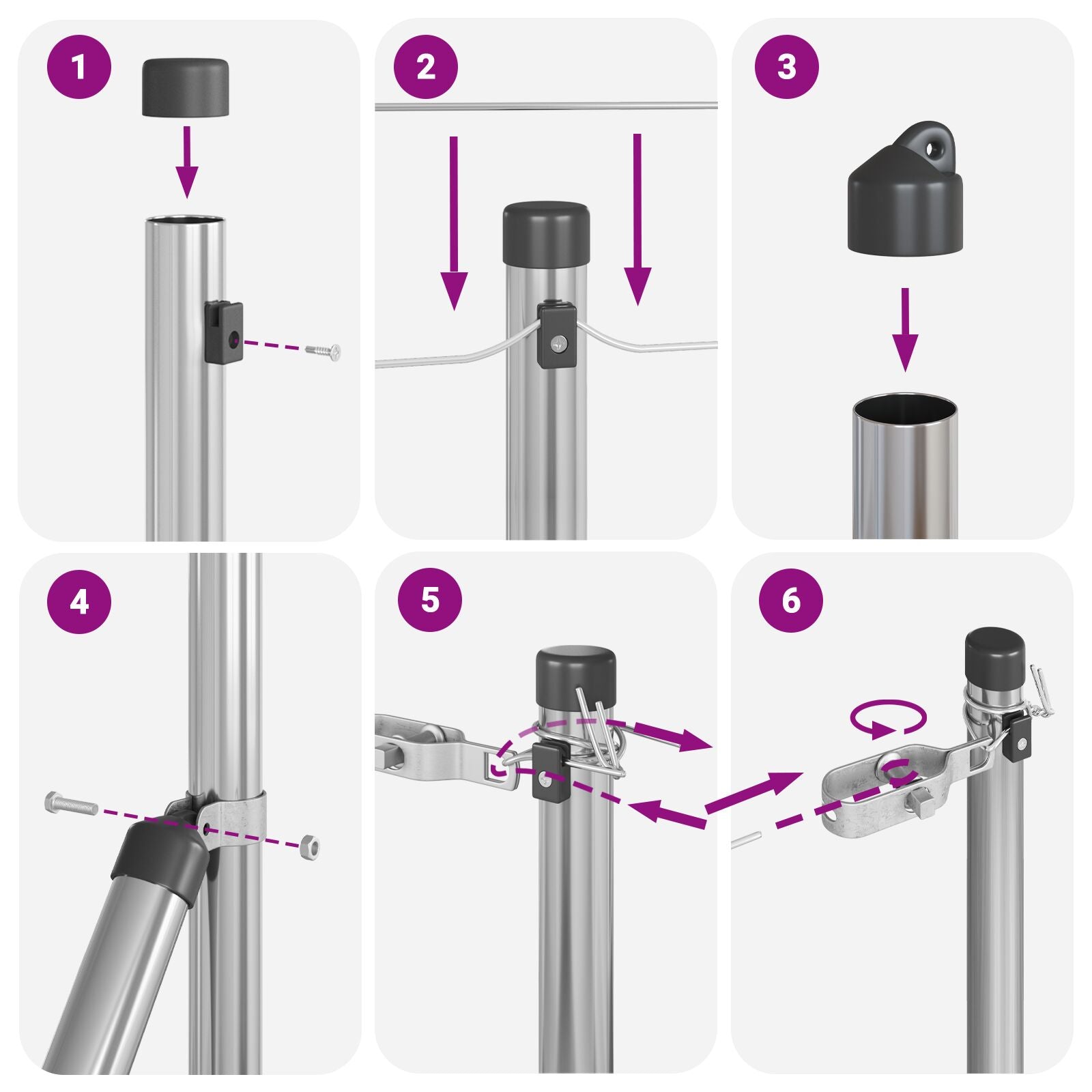 Hekpalen 52 Stuks Ø32 Mm Gegalvaniseerd Staal 80 cm 52x paal