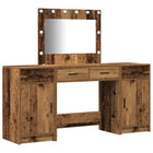 Kaptafel met spiegel 78.5x41x135 cm bruin bewerkt hout