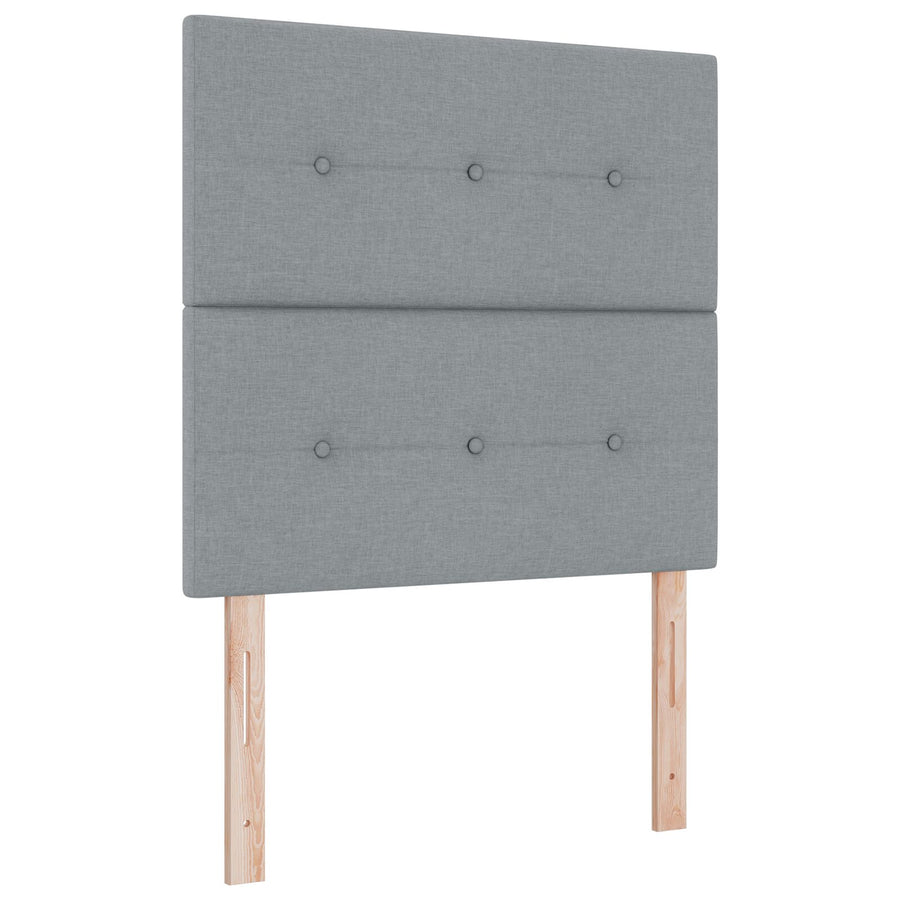 Boxspring Bed Met Matras Lichtgrijs 90X200 Cm Stof Blauw