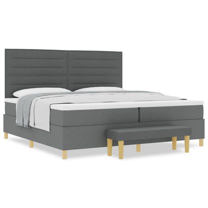 Boxspringbed Met Matras & Bank Stof Donkergrijs 200 x 200 cm Lijn ontwerp