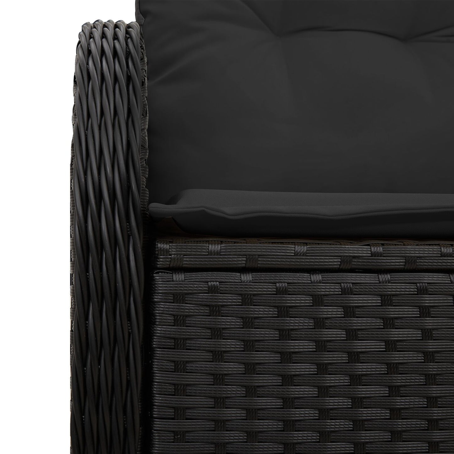 2-Zits Tuinbank & Kussens Poly Rattan Zwart met opslag