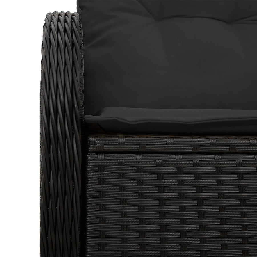 2-Zits Tuinbank & Kussens Poly Rattan Zwart met opslag