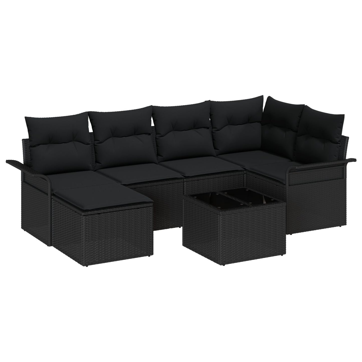 7-Delige Tuin Sofa Set Met Kussens Beige Poly Rattan