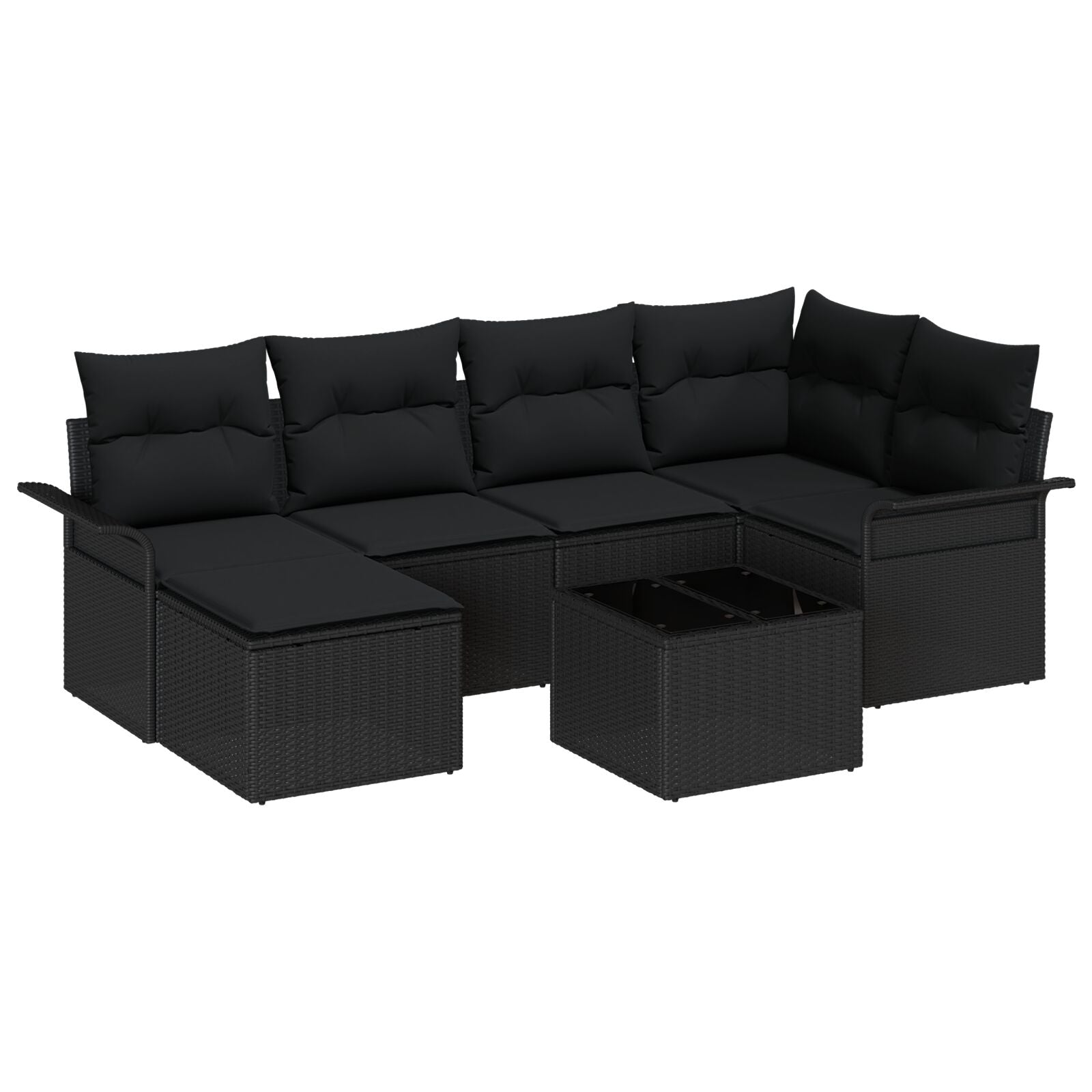 7-Delige Tuin Sofa Set Met Kussens Beige Poly Rattan