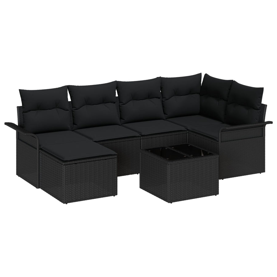 7-Delige Tuin Sofa Set Met Kussens Beige Poly Rattan