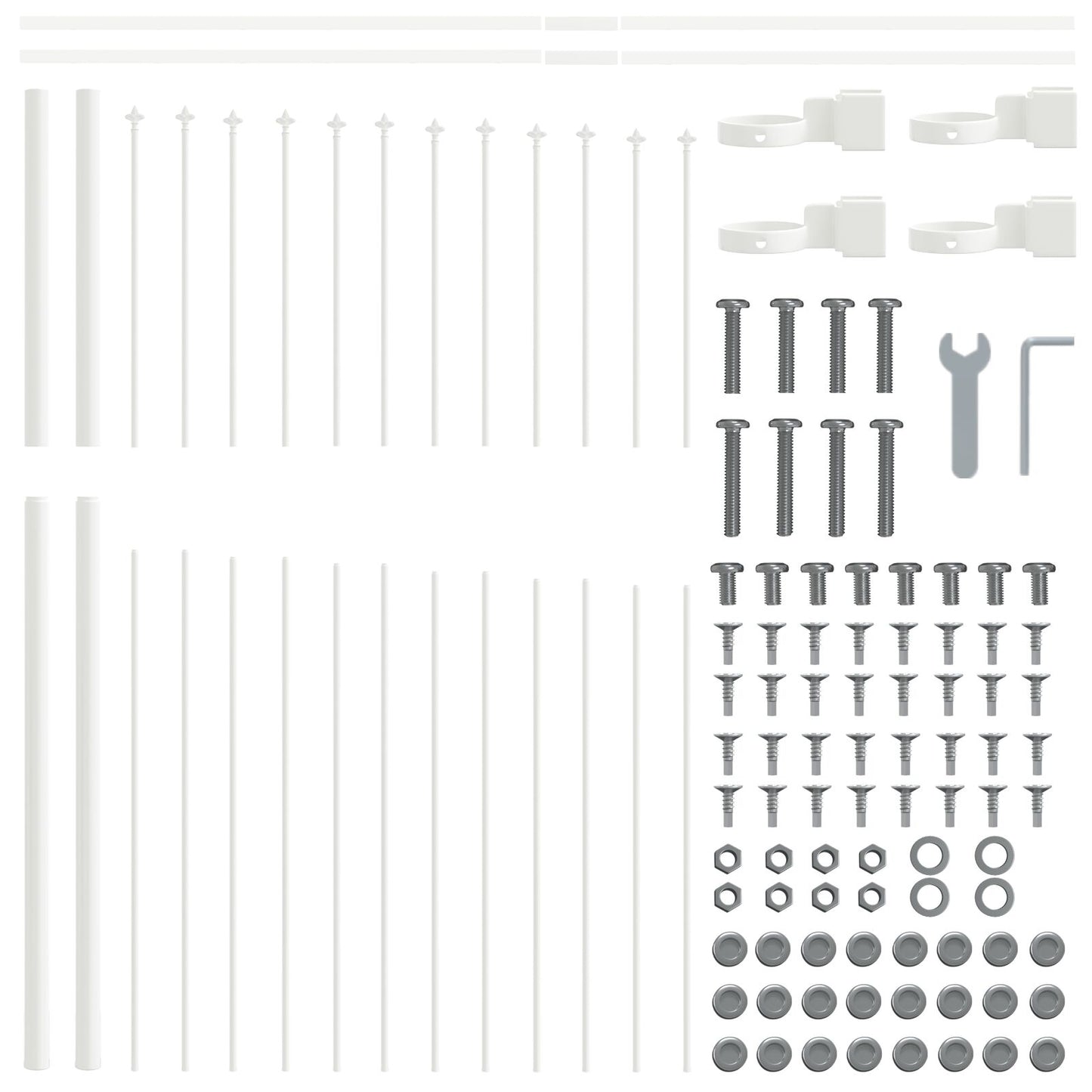 Tuinhek Met Hoepeltop 8,5X1,5 M Staal Wit 8.5 m 125-150 cm