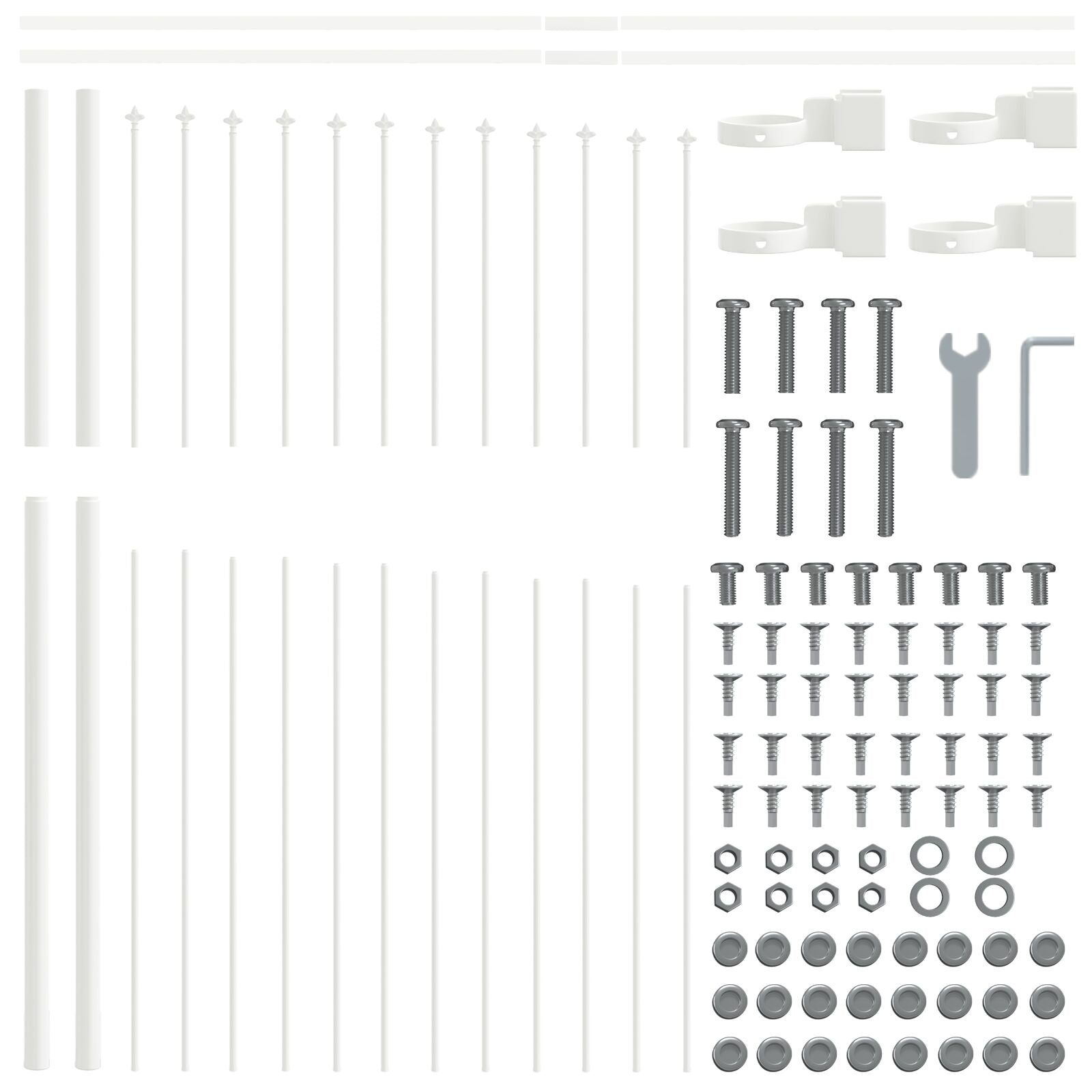 Tuinhek Met Hoepeltop 8,5X1,5 M Staal Wit 8.5 m 125-150 cm