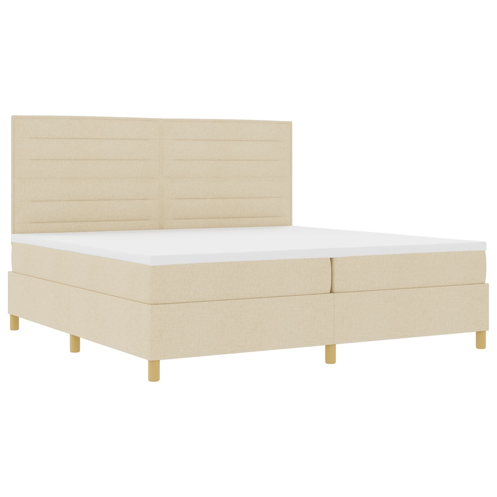 Boxspringbed Met Matras Crème 200X200 Cm Stof Blauw