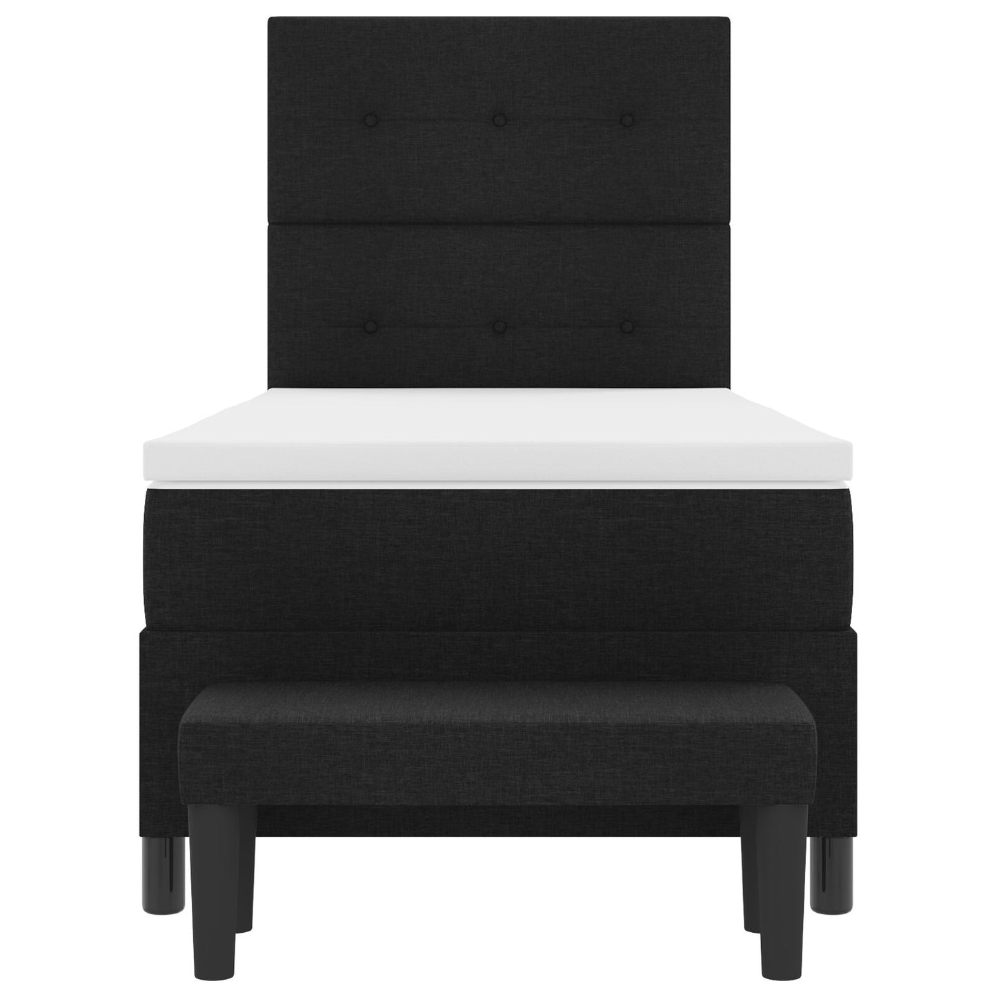 Boxspringbed Met Matras & Bank Stof Zwart 90 x 190 cm Knopen tufted