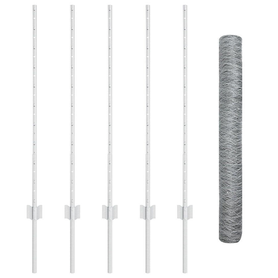 Hekpalen 10 Stuks U-Kanaal 100 Cm Gegalvaniseerd Staal,  Zeshoekig Hek 1X10 M Gegalvaniseerd Staal