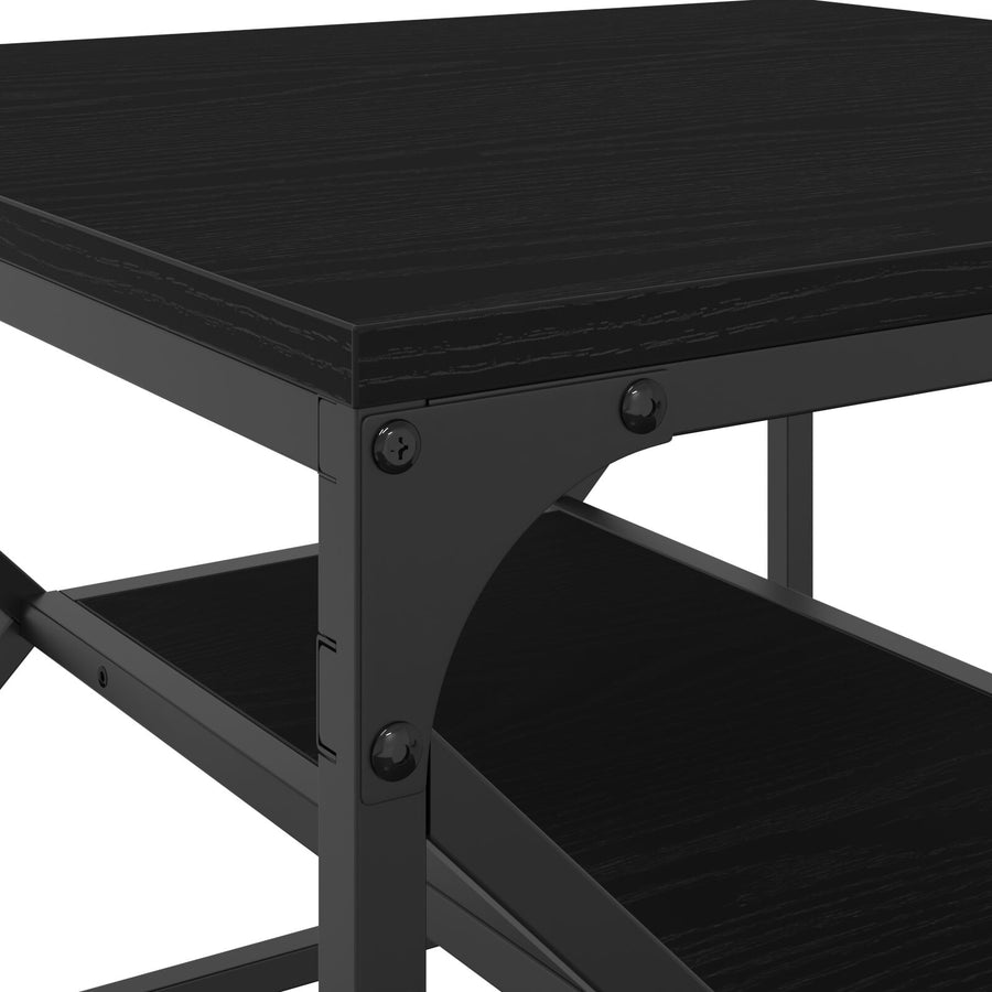 Salontafel Met Plank, , Gemaakt Van Bewerkt Hout Zwarte eiken 51 x 50 x 40 cm