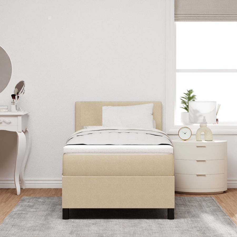 Box Spring Bed Met Matras Lichtgroen Grijs 80X200 Cm Corduroy Stof