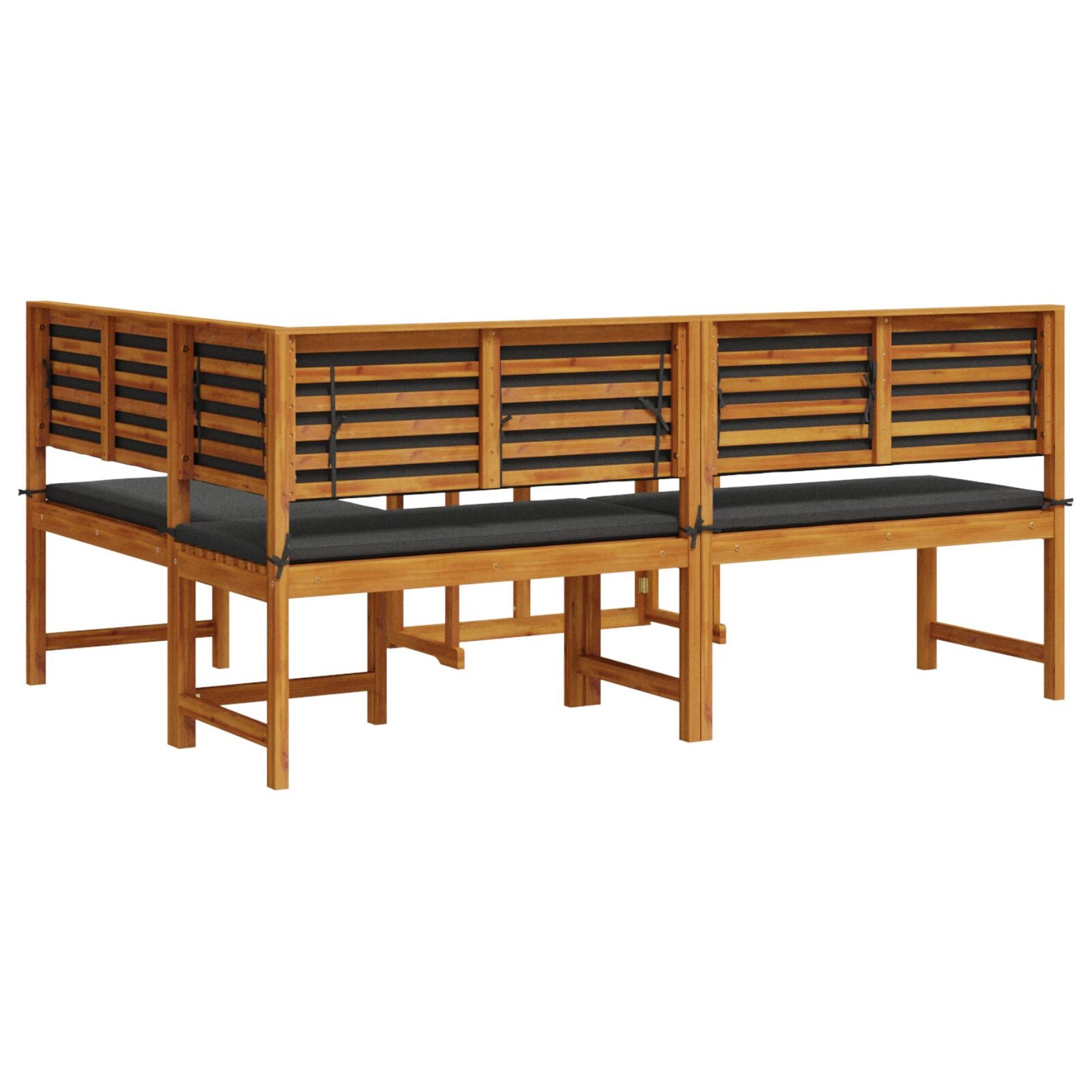 3-Delige Tuin Bistro Set Met Kussens Van Massief Acaciahout Anthraciet Tafel + 2x bank