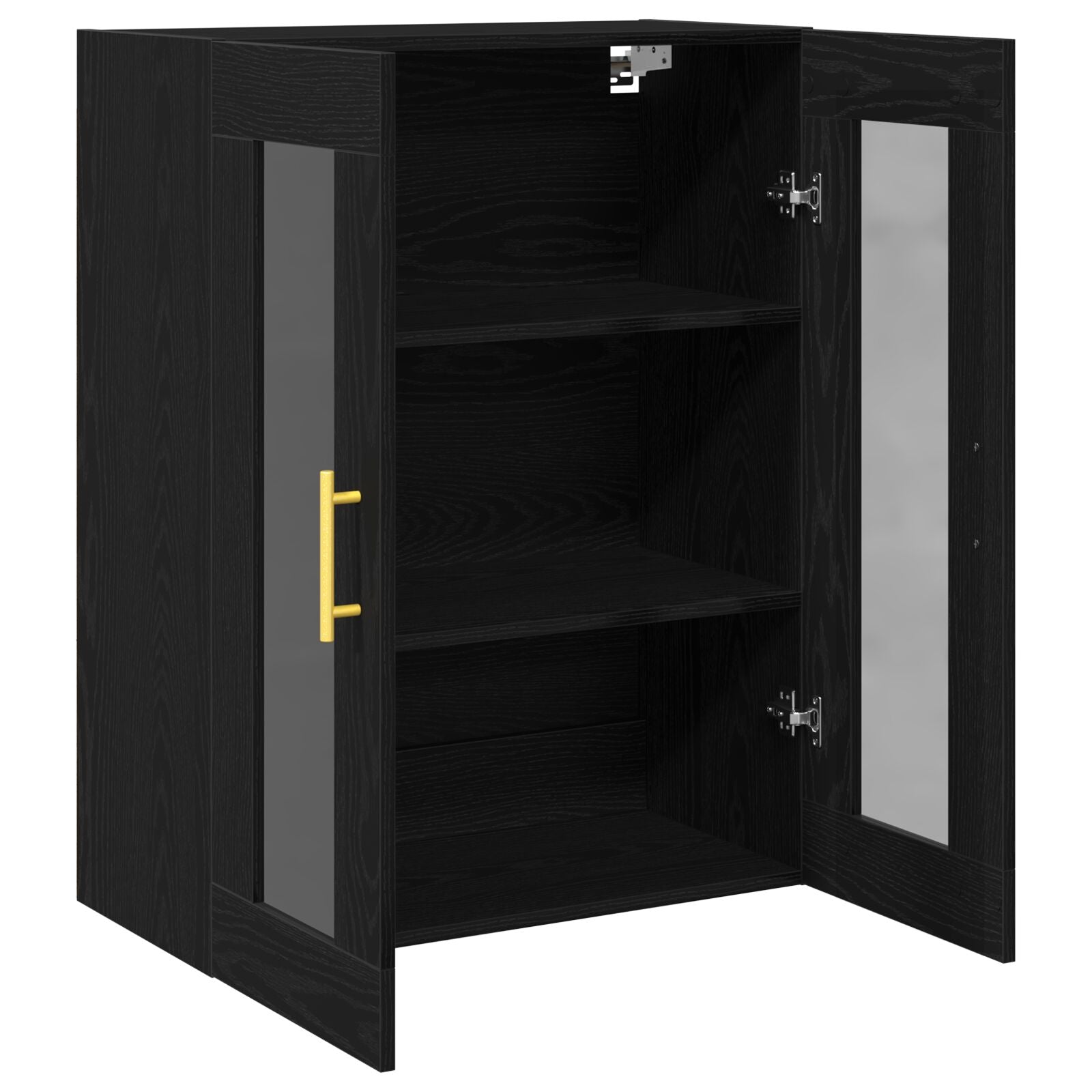 Wandkast Met Glazen Deuren Zwart Eiken 69,5X34X90 Cm
